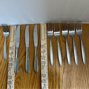 Cambridge Silversmiths Satin Flatware Set 5 Forks 4 Knives Stainless St 9 Pieces